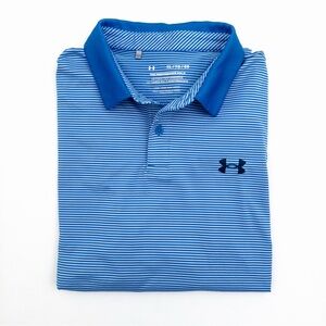 Under Armour Blue Striped Performance Polo XL